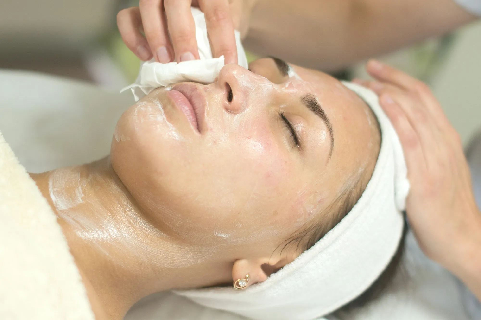 Double cleansing during a Korean facial