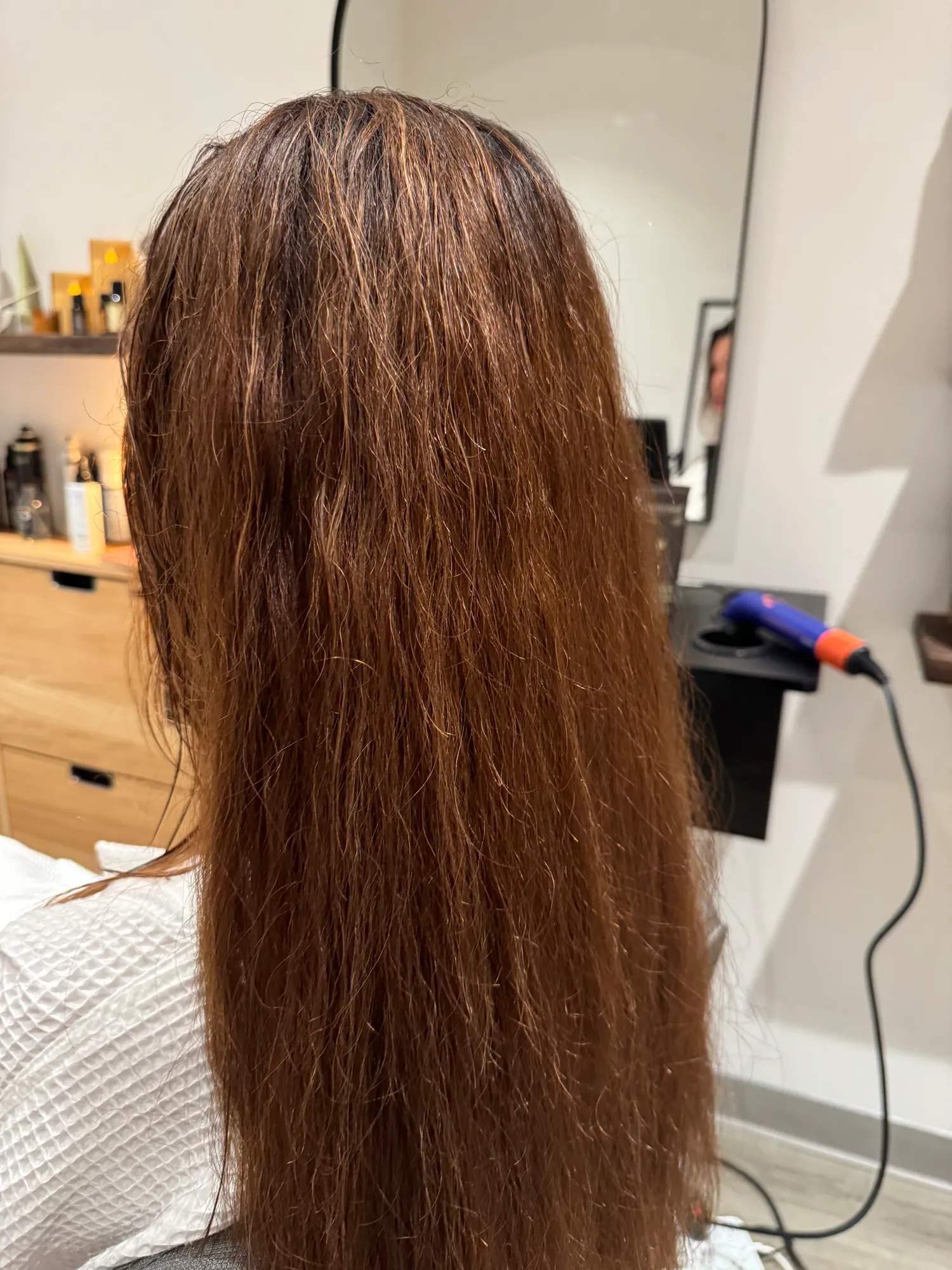 Finishing blow dry after a head spa treatment